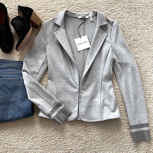 Three Dots Grey Blazer Jacket - Picture 1 of 6